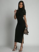 Turtleneck midi pencil dress, black FG674 - Online store - Boutique